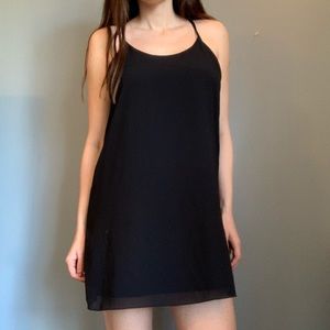 Simple Black Chiffon Layered Dress